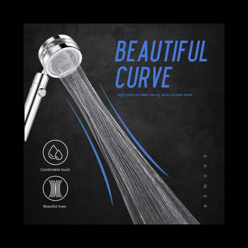 High Pressure Shower Head Adjustable 360° Rotation Turbine Water Saving Shower